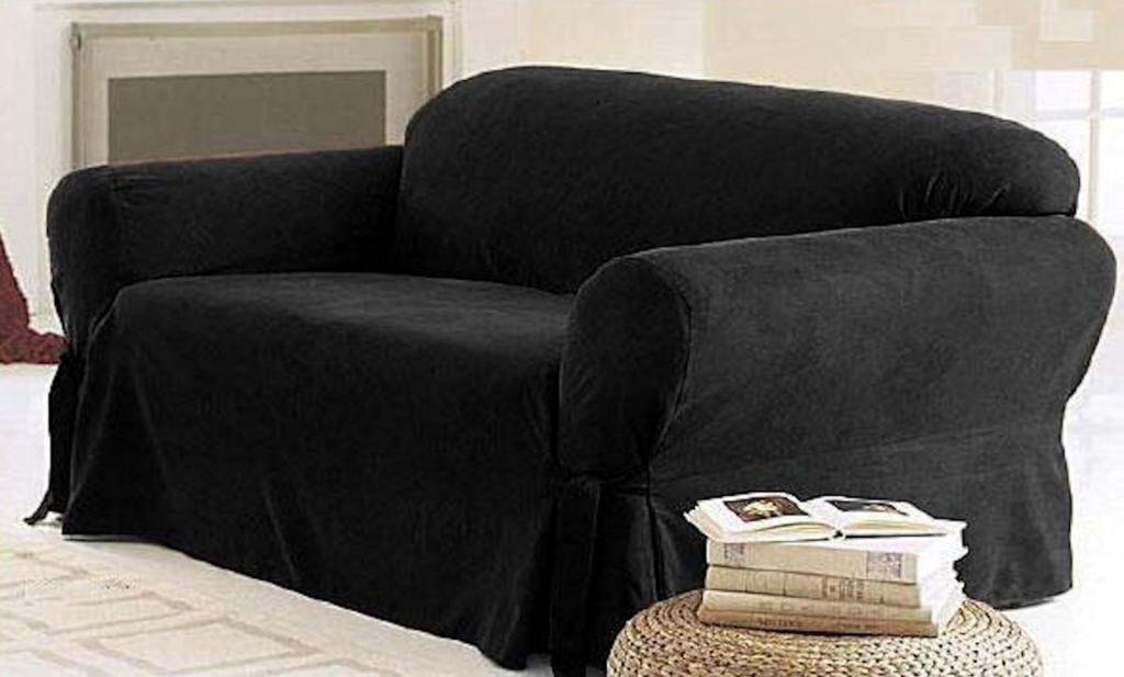 Legacy Decor 1 PC Furniture Slipcover for Loveseat, Soft Micro Suede. Black Color