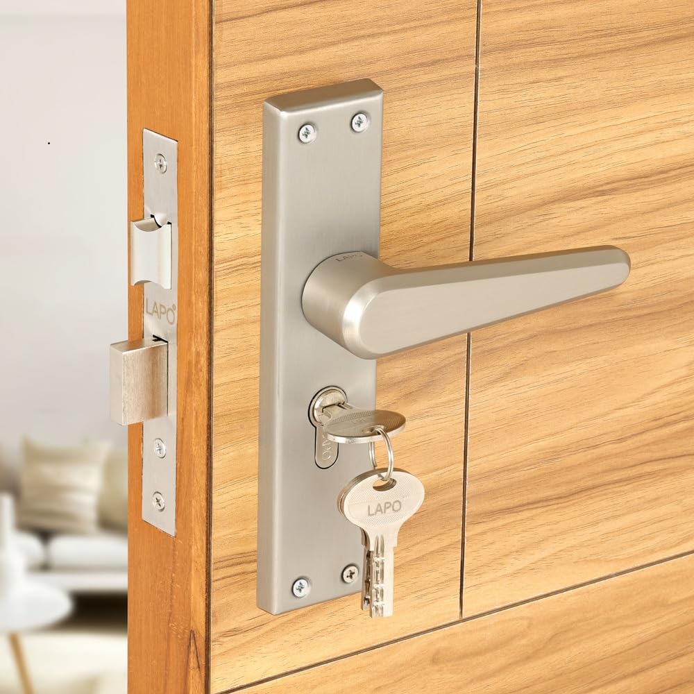 LAPO Door Lock for Home Main Door, Heavy Duty Door Lock Set with Keys 60mm Cylinder, 45x50mm Lockbody – Ideal for Home, Bedroom, Office, Hotel (Satin Matt Finish, 3 Years Warranty) CY-164-image-44