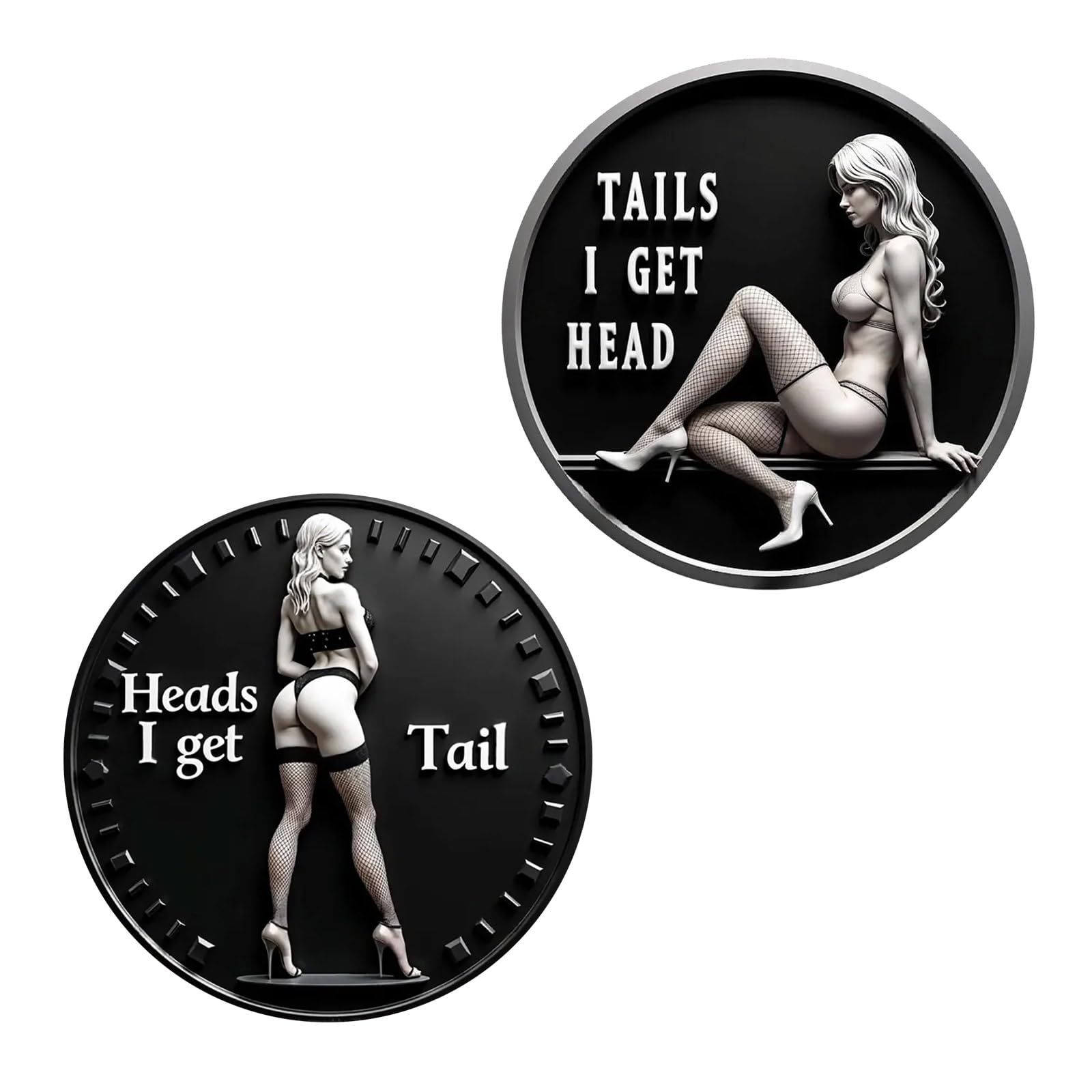 Funny Heads and Tails Coin for Couples, Double Sided Adult Challenge Token for Date Night Games, Anniversary and Valentine's Novelty Gift for Him or Her — image 1