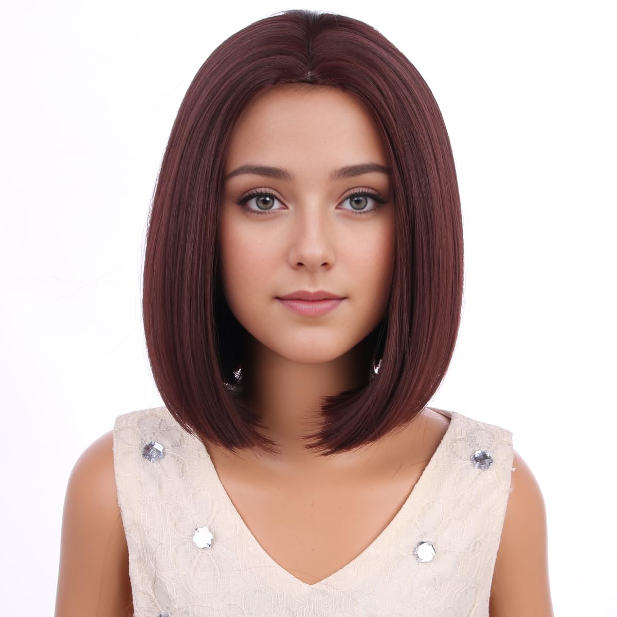 Kids Brown Bob Wig Child Short Straight Bob Wig for Girls Brown Cosplay Party Daily Wear Heat Resistant Synthetic Wigs