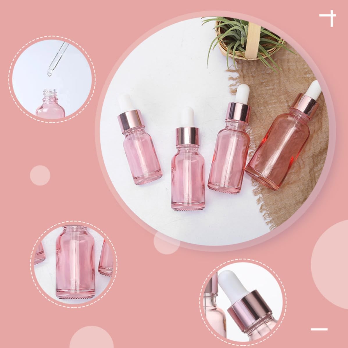 Flaconi Contagocce in Vetro da 30ml Rosa per Cosmetici e Profumi Confezione da 30 Pezzi per Regali