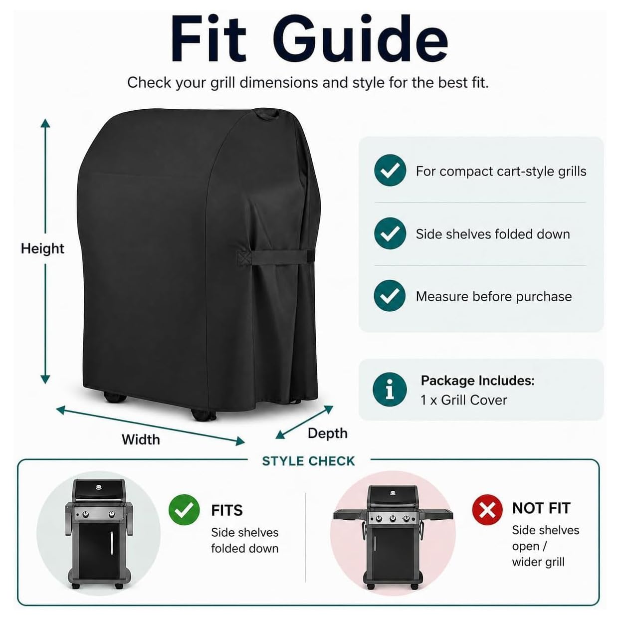Funda para Parrilla de Barbacoa para Broil King Crown 490 Shadow 2026+ | Duradero, impermeable, resistente a desgarros, resistente a los rayos UV, ajuste seguro, con cordón ajustable