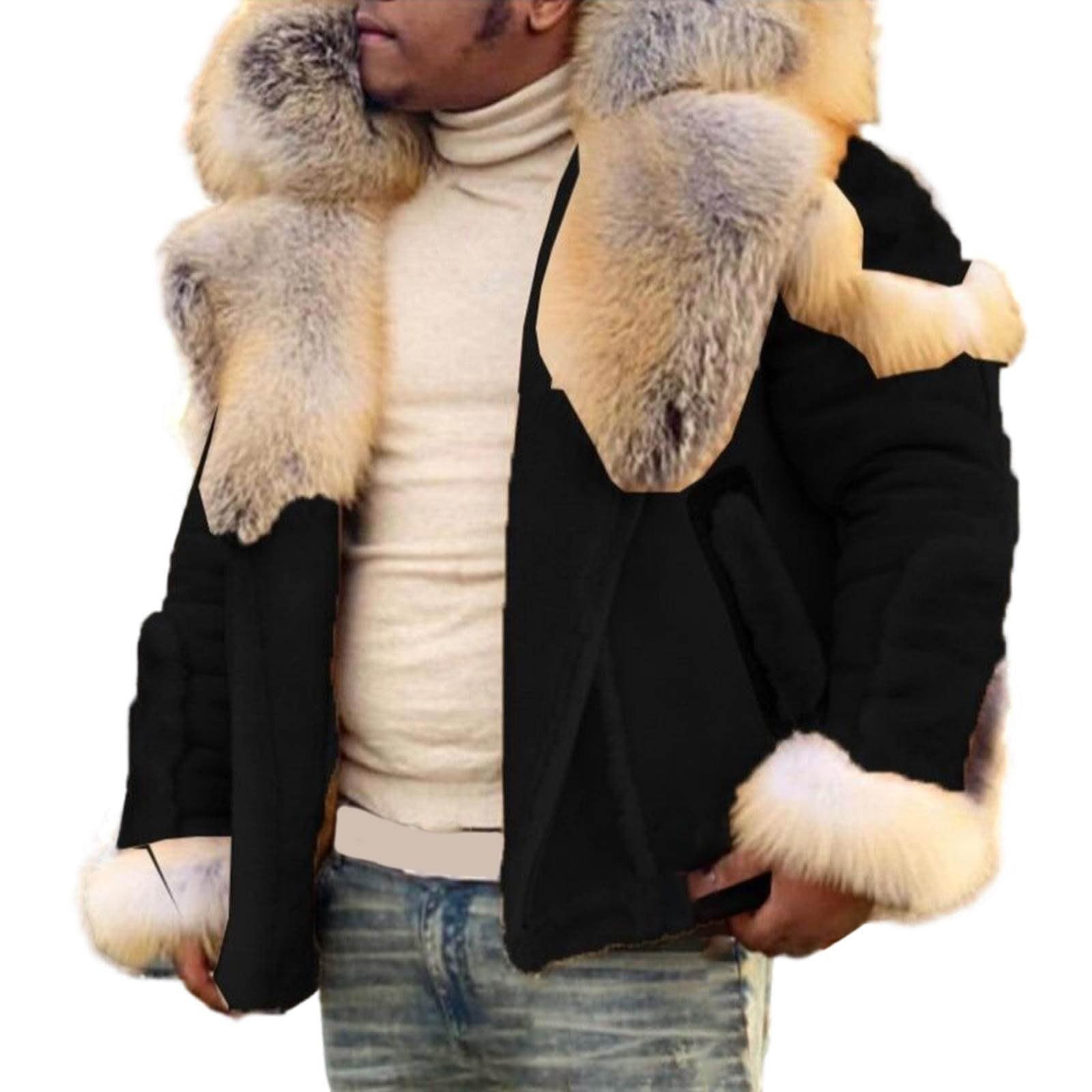 Cappotto da uomo in pelle di montone spesso caldo a maniche lunghe con colletto in pelliccia sintetica cappotti Sherpa grandi e alti giacche parka