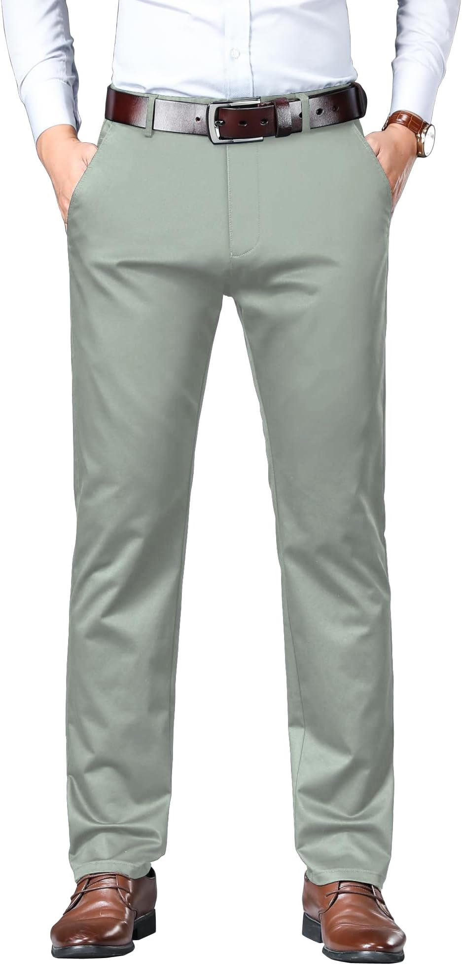 Men's Trousers Light Business Style Slightly Stretch Straight Leg Pants for Outdoor Casual Daily Trouser II Men's Regular Casual Pants Trouser (Trouser 126)