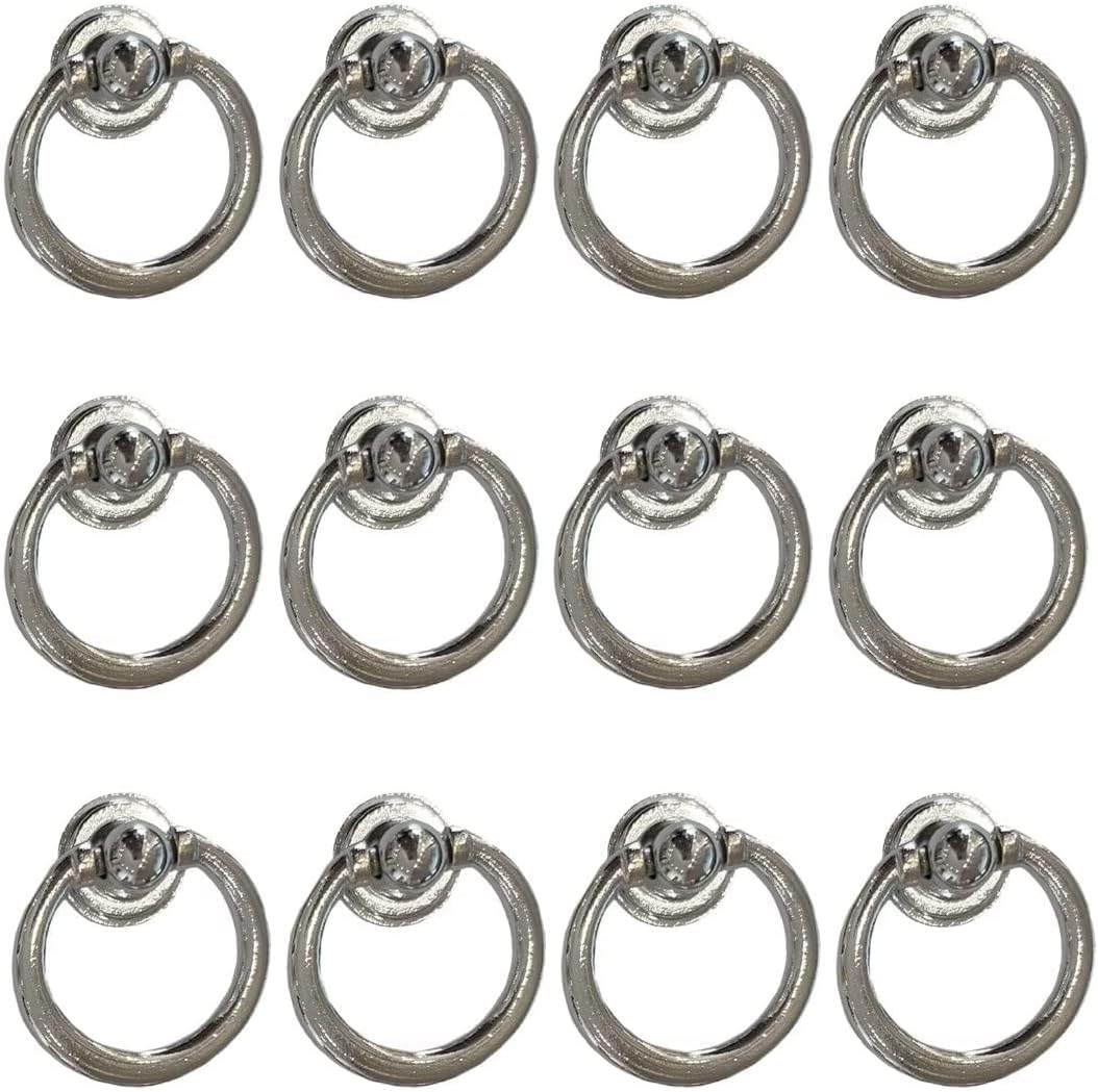 YDHSIKK Drawer Handles, Drawer Ring Pull Handles Multicolor 35-40mm Diameter Pack of 12(Chrome Plated,35mm Diameter)