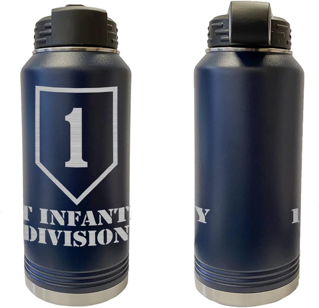 USAMM Army 1st Infantry Division Laser Engraved 32oz Water Bottle (Black)