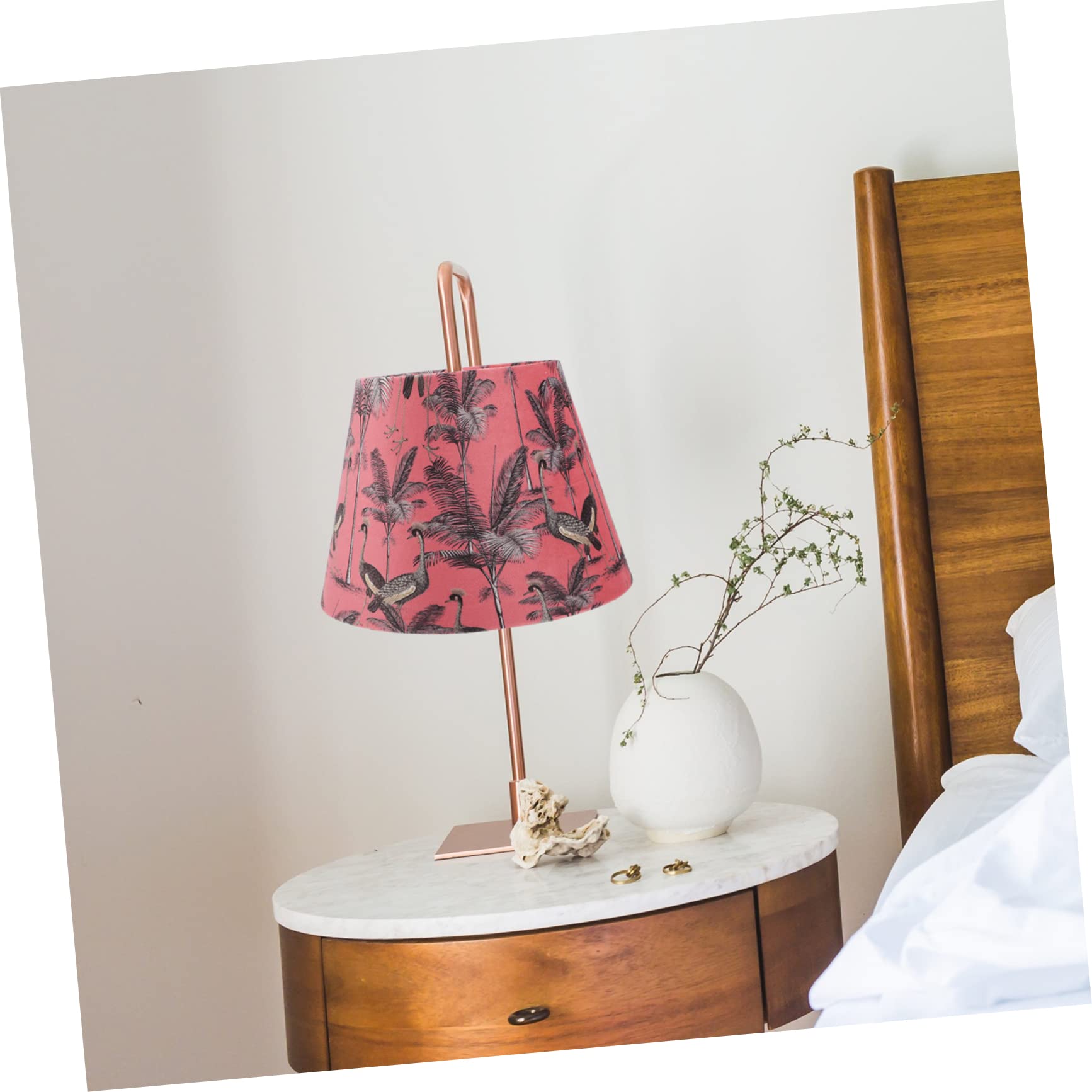 Hemobllo Pantalla de Lámpara de Mesa Terciopelo Estampado, Compatible E27 E14, 25 Cm, para Dormitorio y Hotel, Repuesto Ligera y Moderna, 1 Unidad