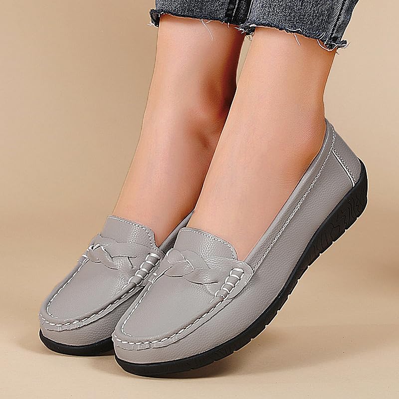 Image of Women Loafers Flexible Breathable Slip-On Comfortable Sole Low Wedge Loafers for Women Ladies Shoes for Walking
