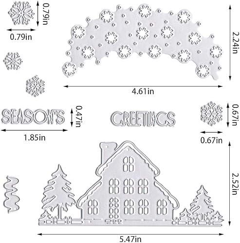 Miniatura 2 de Troqueles de casa de árbol de Navidad para hacer tarjetas, troqueles de corte de copo de nieve de Navidad, plantillas de troqueles de vacaciones de