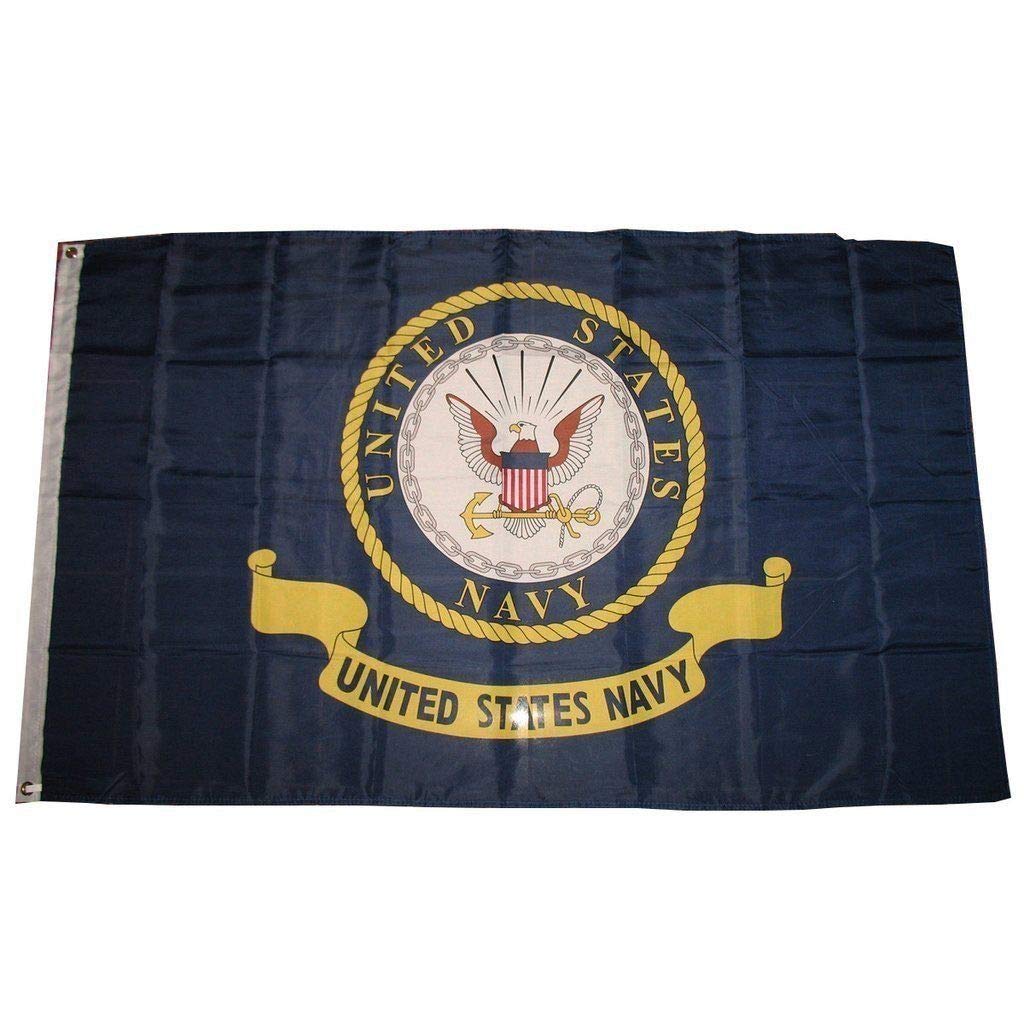 TRADEWINDS Moon Knives United States Navy Flag USN Emblem Banner US Military Pennant New 3x5 Poly (RUF) - Party Decorations Supplies for Parades - Prime Outside, Garden, Men Cave Decor Flag