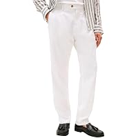 Tommy Hilfiger Uomo Pantaloni Chino Harlem Satin Relaxed Fit, Bianco (TH Optic White)