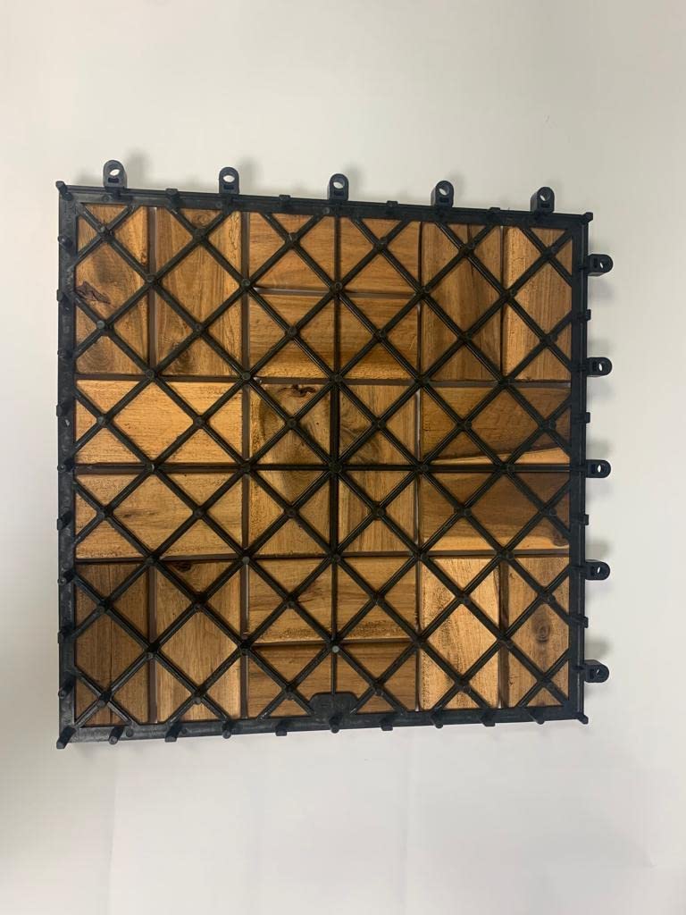 Lot de 20 Dalles de Terrasse Clipsable en Bois 31 X 31 cm Hobby Tech