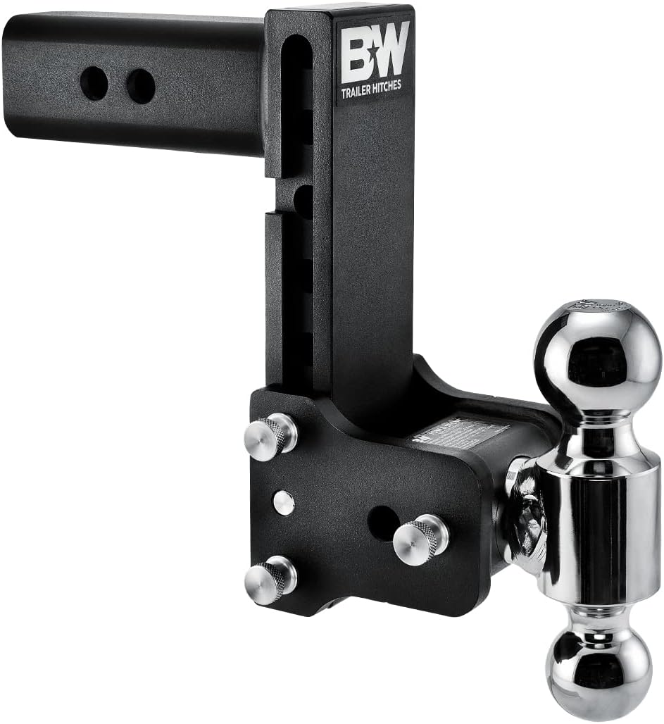 B&W Tow & Stow TS20040B Adjustable Ball Mount Hitch - 2.5" Receiver, Dual 2"/2-5/16" Balls, 7" Drop, 18,000 GTW