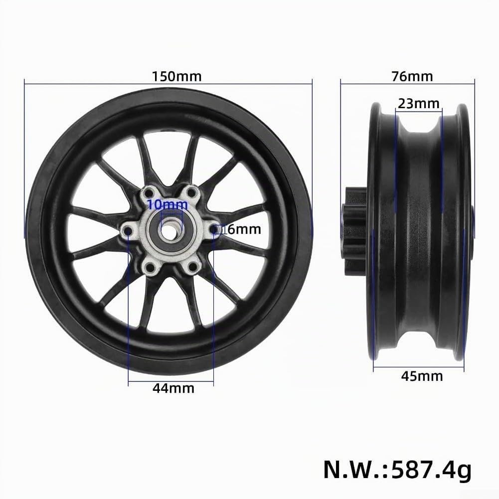Mozzi ruota anteriore e posteriore, per scooter elettrici Kukirin G2 Pro DB, con pneumatici a vuoto 9 x 3,0-5,5 (ruote nere)