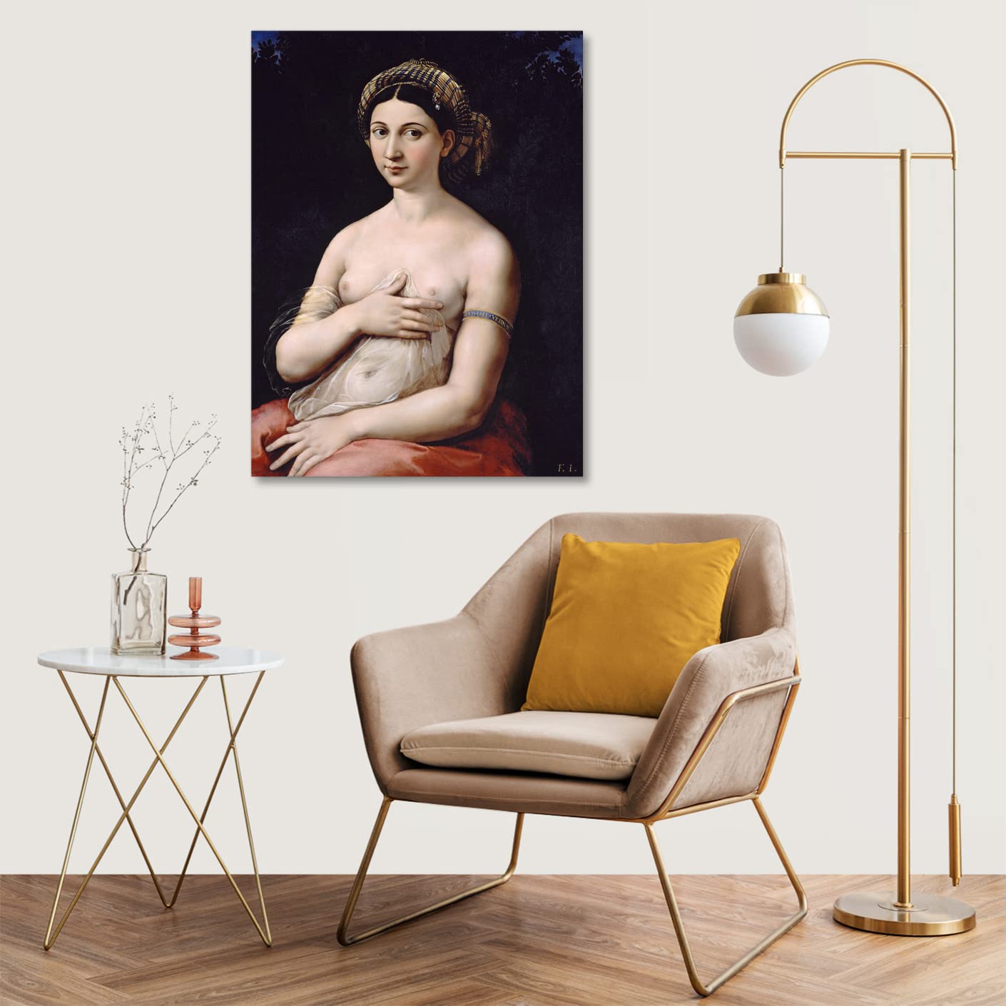 LuxHomeDecor Raffaello Sanzio - La Fornarina Quadro Stampa su Tela con Telaio in Legno misura 100x75 cm