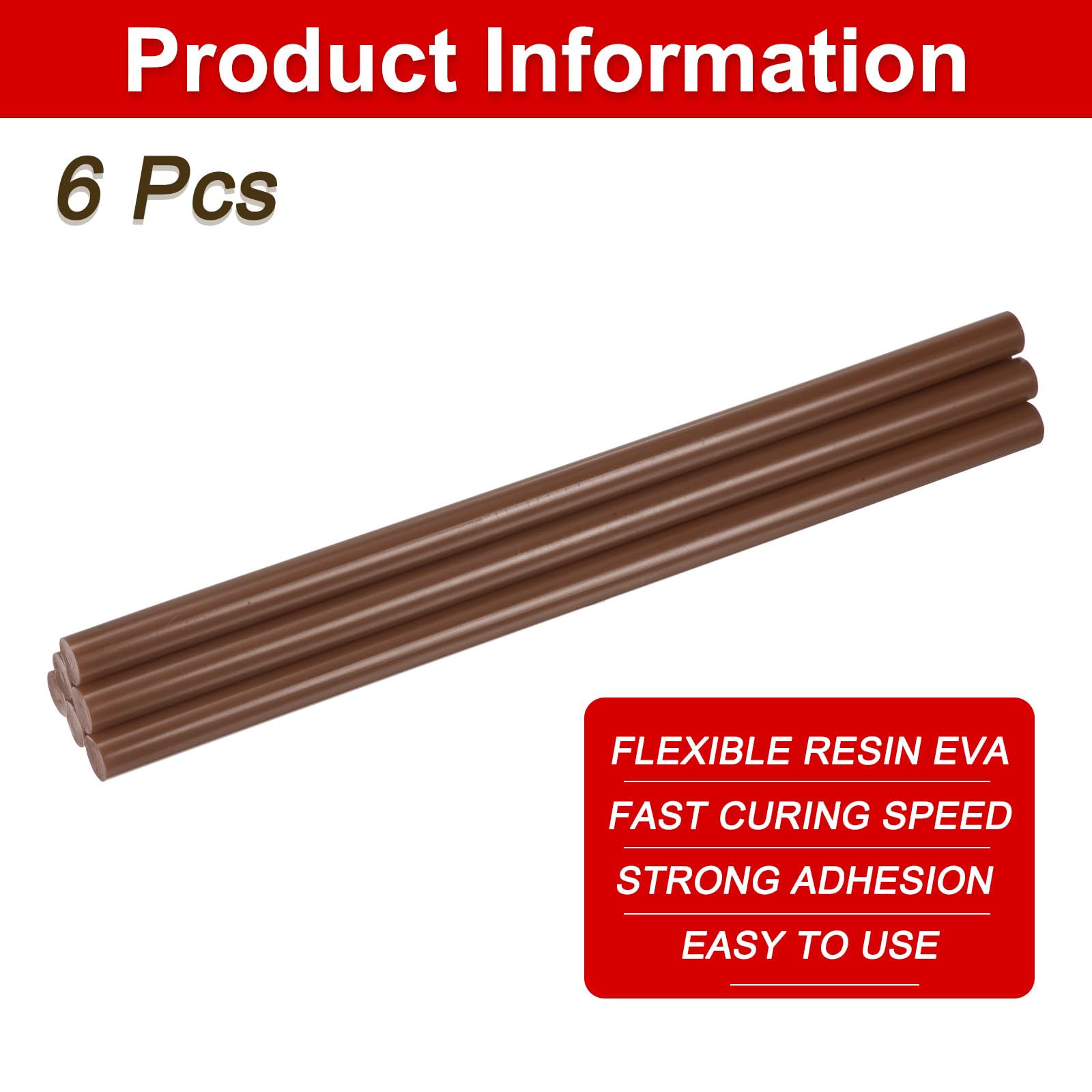 QUARKZMAN 6 Pcs Barras De Pegamento Para Pistola De Silicona Caliente, 9.8" x 0.4" Barras De Pegamento Al Por Mayor Compatibles Con La Mayoría De Pistolas Para Proyectos De Arte DIY, Marrón