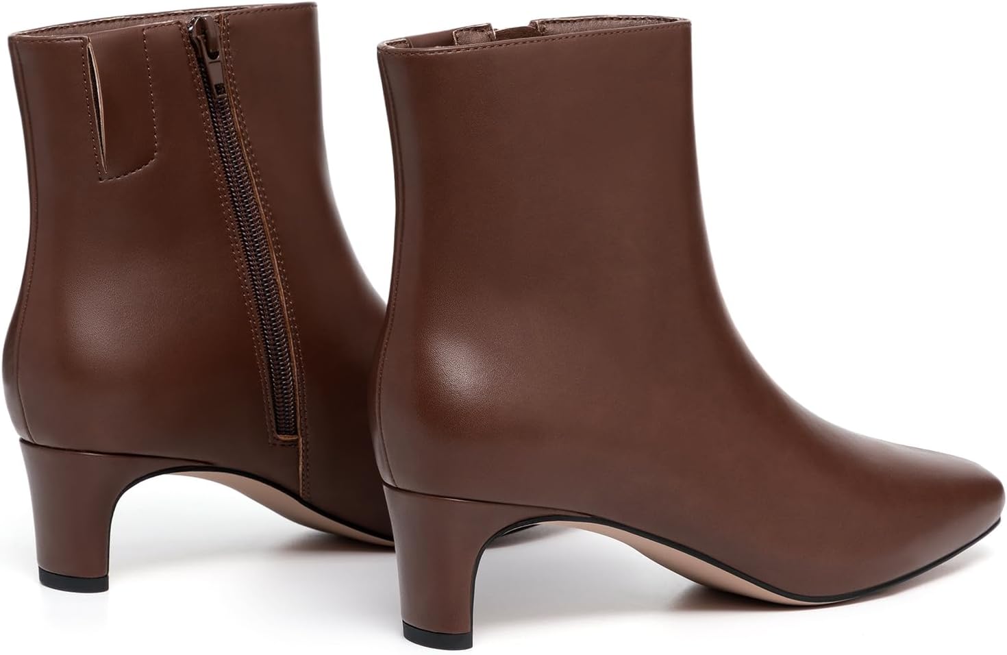 Athlefit Women's Ankle Boots Comfortable Low Heel Pointed Square Toe Dress Short Boots with Side Zipper - Image 5