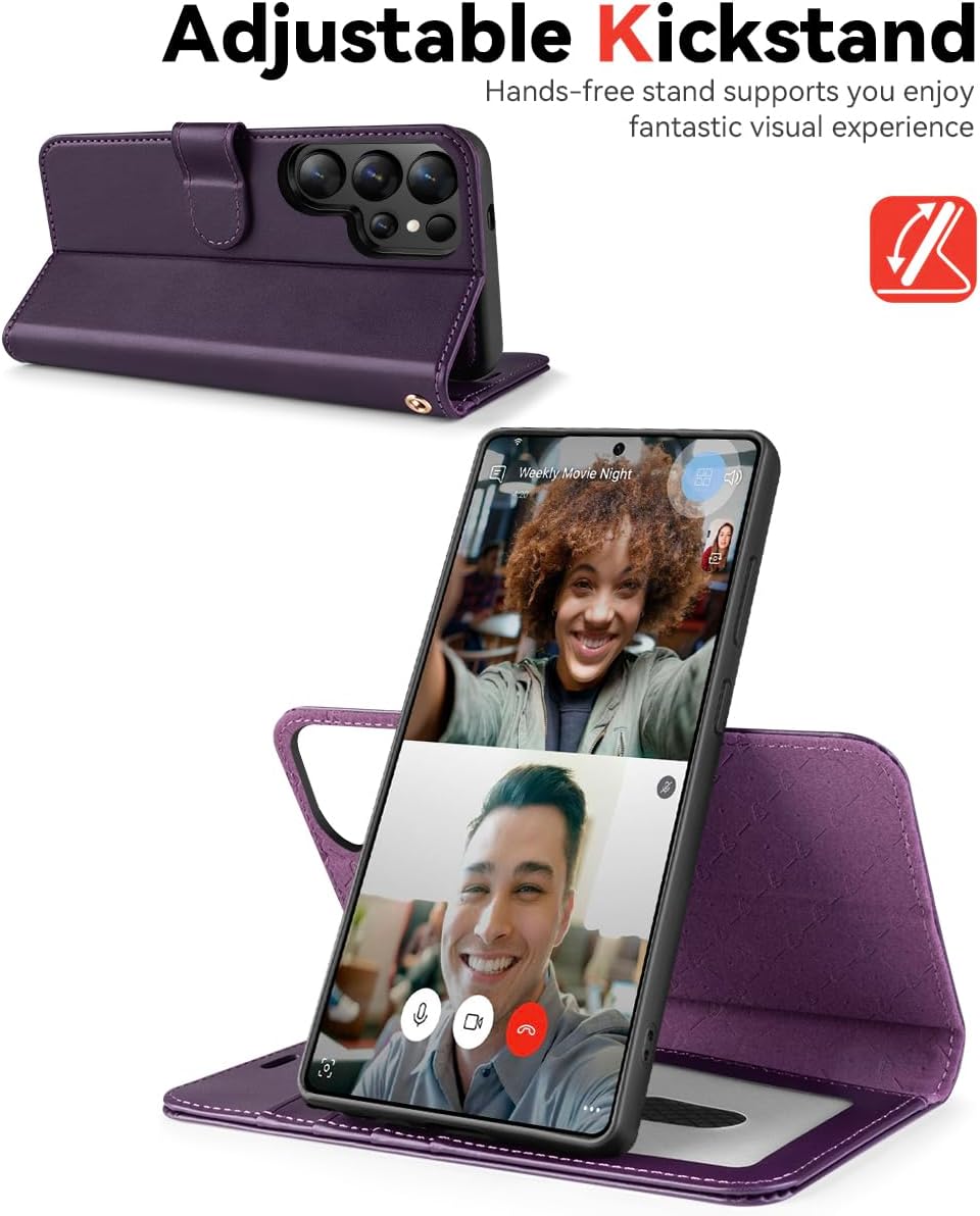 OCASE for Samsung Galaxy S25 Ultra Detachable Wallet Case with Card Holder, [2 in 1] PU Leather Flip Folio Case with RFID Blocking Stand Wrist Strap Shockproof Phone Cover 2025, Dark Purple - Image 5