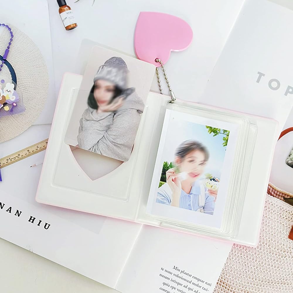 Kpop Album Photo Peut Stocker 32 Feuilles, Coeur Rose Livre Classeur Photocard Kpop Avec