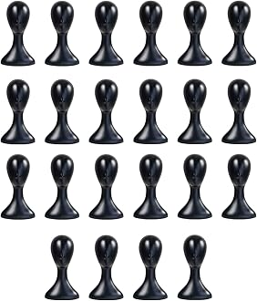 16 Inch Studio Limited Professional Plastic Mannequin Head Durable Women Model Wig Head Stand Torso Styling Making Display Holder with Jack for Wigs, Hat, Mask, Headdress, Necklace (Black, 22 Pack)