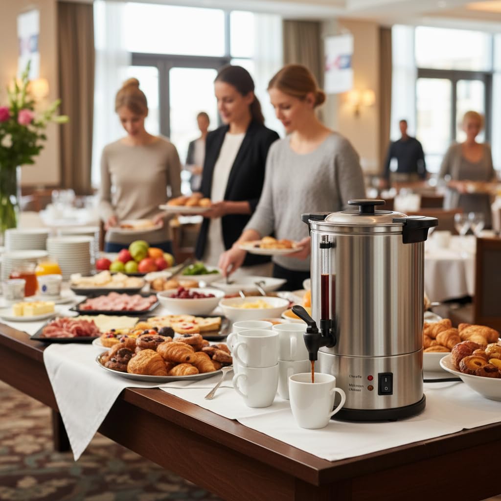 Générique Percolateur à Café Professionnel - 10 L - Double Paroi - 950 W - Robinet Anti-Goutte - 65 Tasses