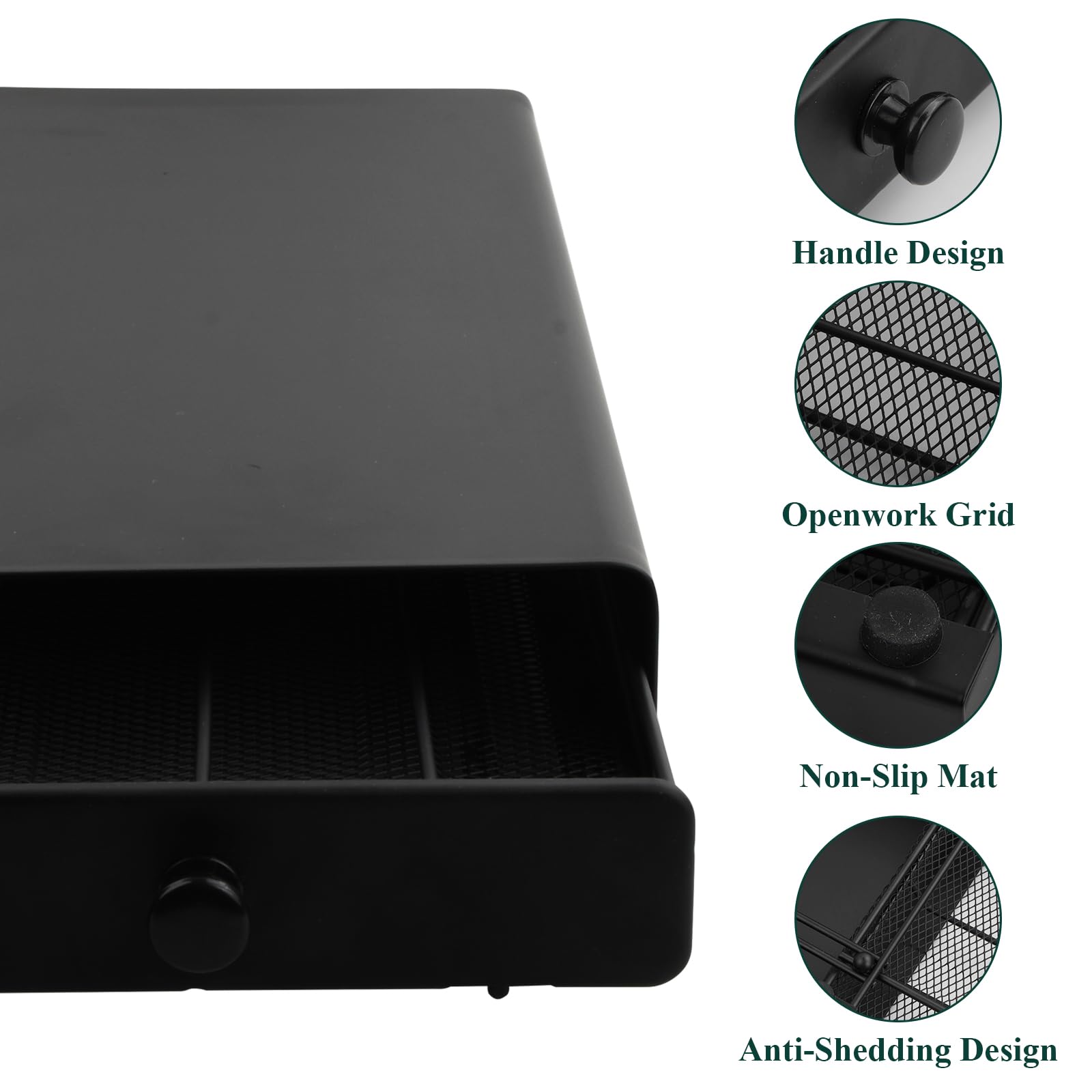 Volumoon Cajón para Almacenar Capsulas, Soporte para Cápsulas de Café Compatible con 40 Cápsulas Nespresso, Portacápsulas Metálico, Dispensador de Cápsulas de Cafe, 37.5 x 17.5 x 5 cm