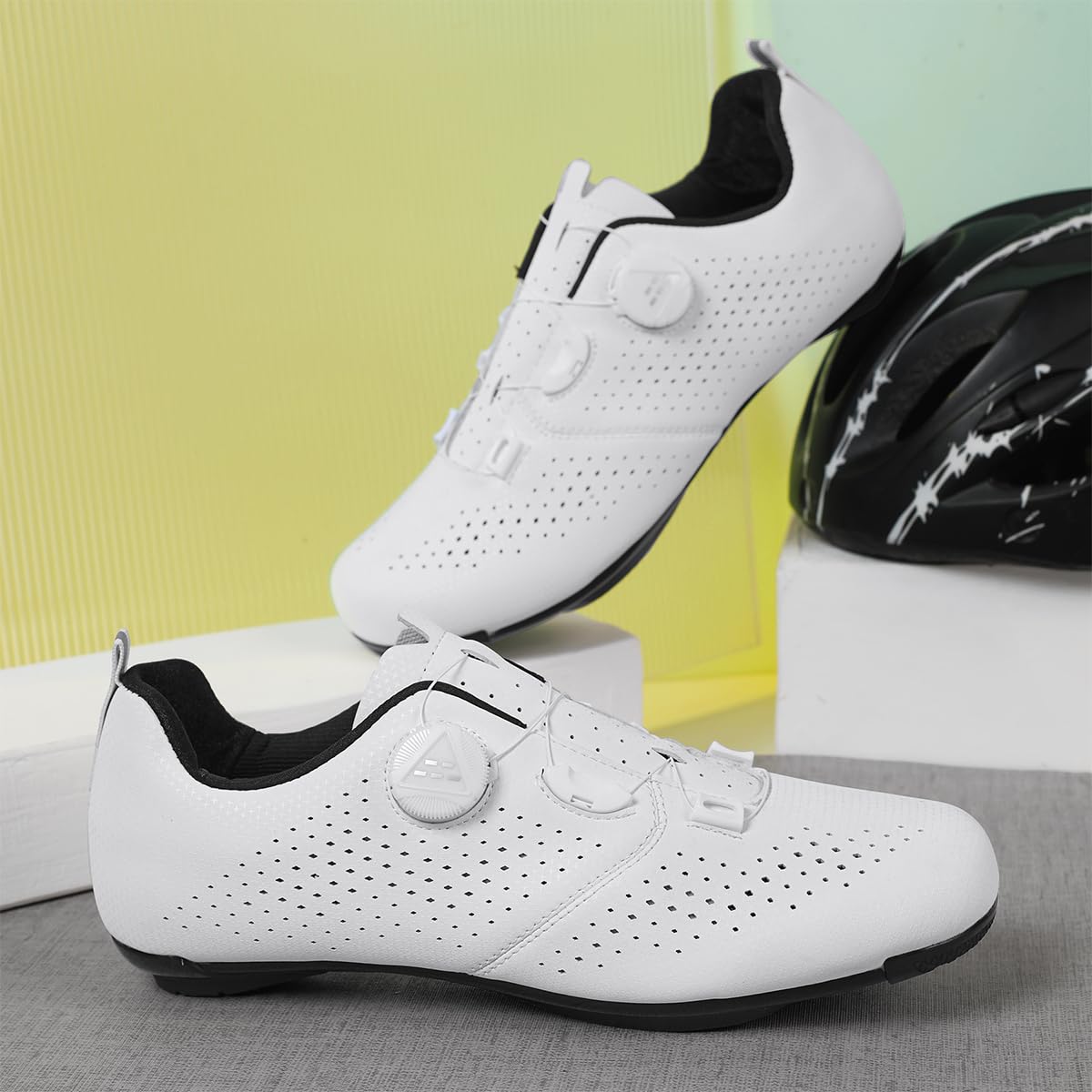 Zapatilla de Ciclismo Carretera para Hombre Mujer Zapatillas de Bicicleta Competición y Entrenamiento con Look Delta Cleats y 3 Tornillos