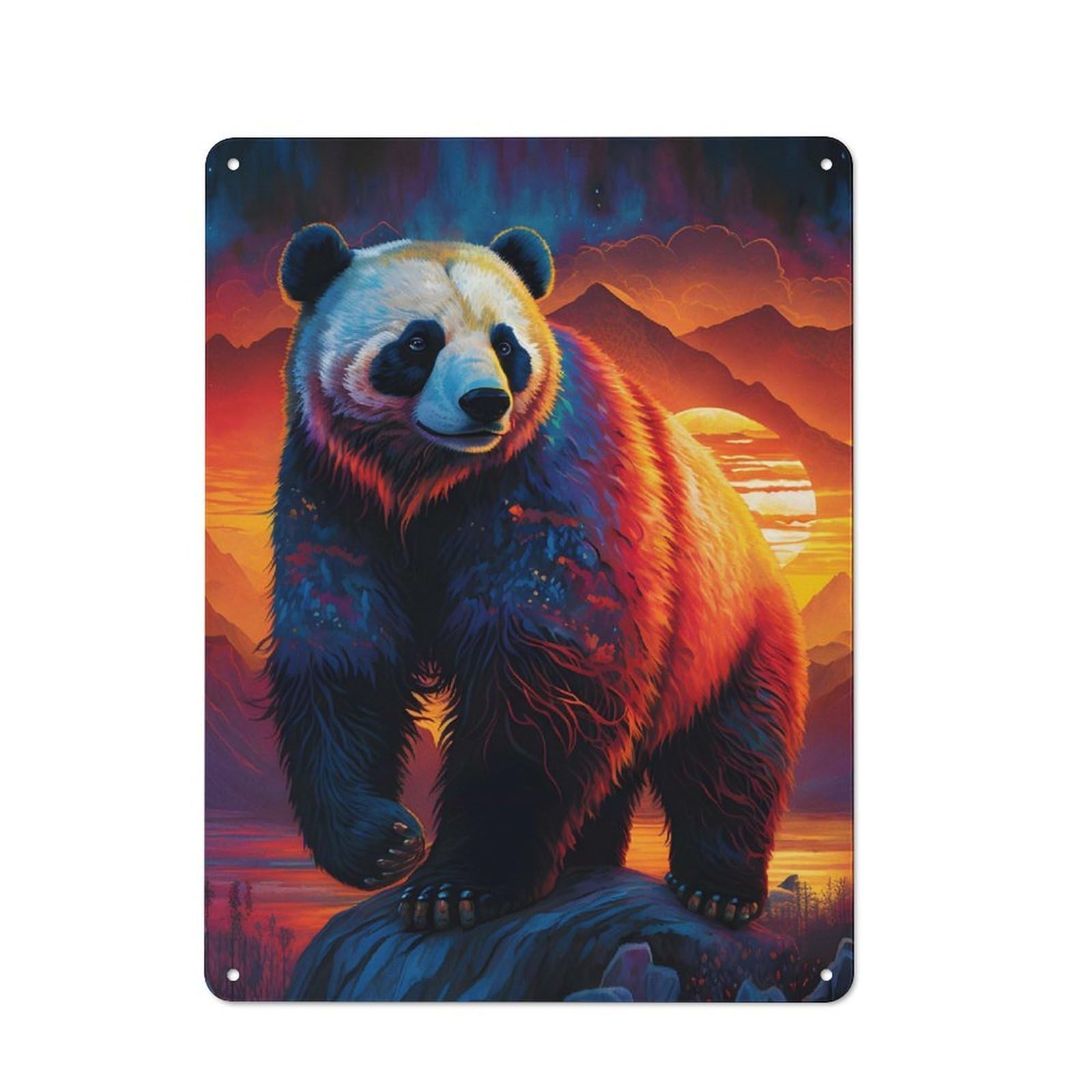 Panda Vintage Metal Wall Decor 40x30cm, Garage Metal Sign for Workshop, Basement, Shed Or Games Room