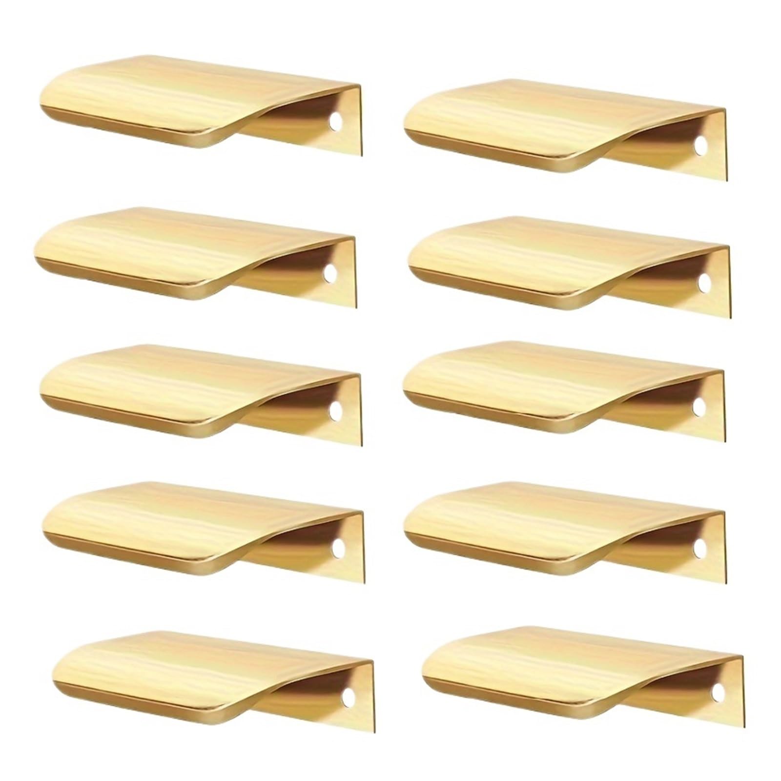 GFJFsetSH 5/10pcs Minimalist Aluminum Hidden Cabinet Handles(Golden 10PCS)