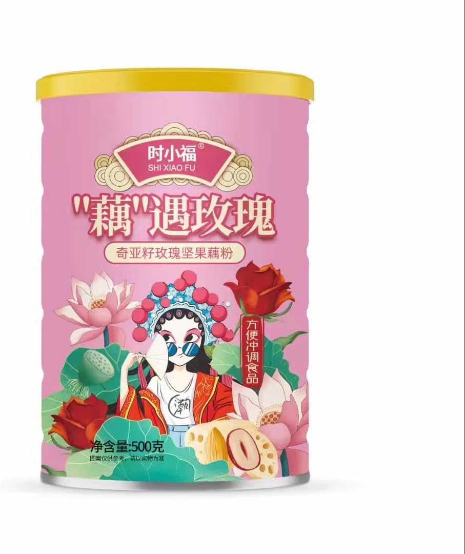 Tremella Soup Sweet Scented osmanthus, Instant Lotus Root Starch Soup, Fruits Breakfast Porridge, nut and Lotus Root Powder (Chia Seed Rose Nut Lotus Powder,1 can)