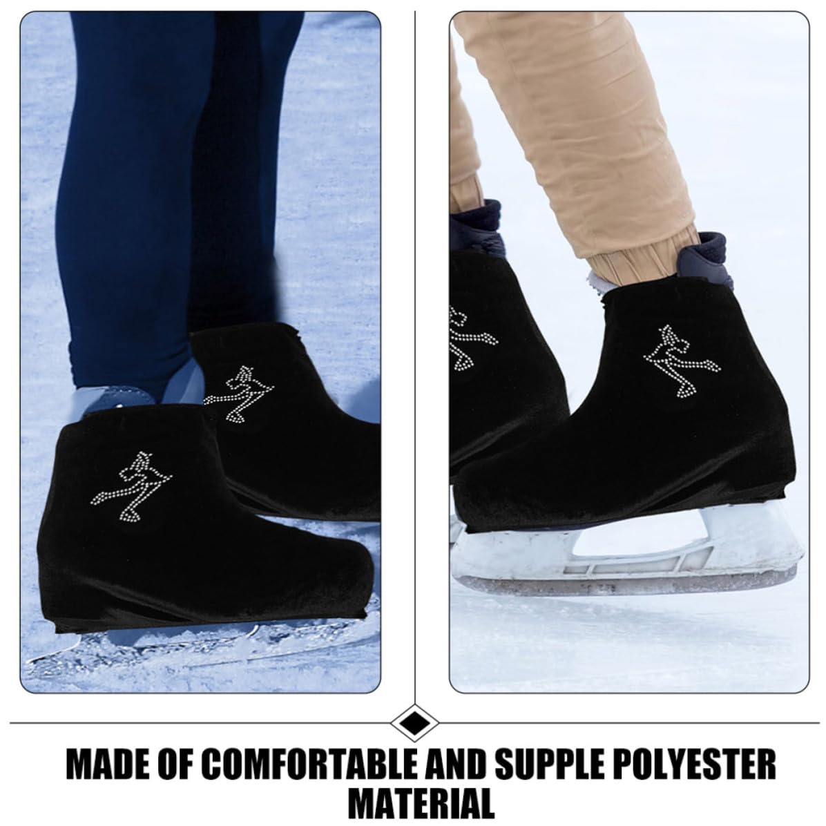 Didiseaon 3 Pares Fundas para Patines de Hielo, Poliéster Negro, Talla