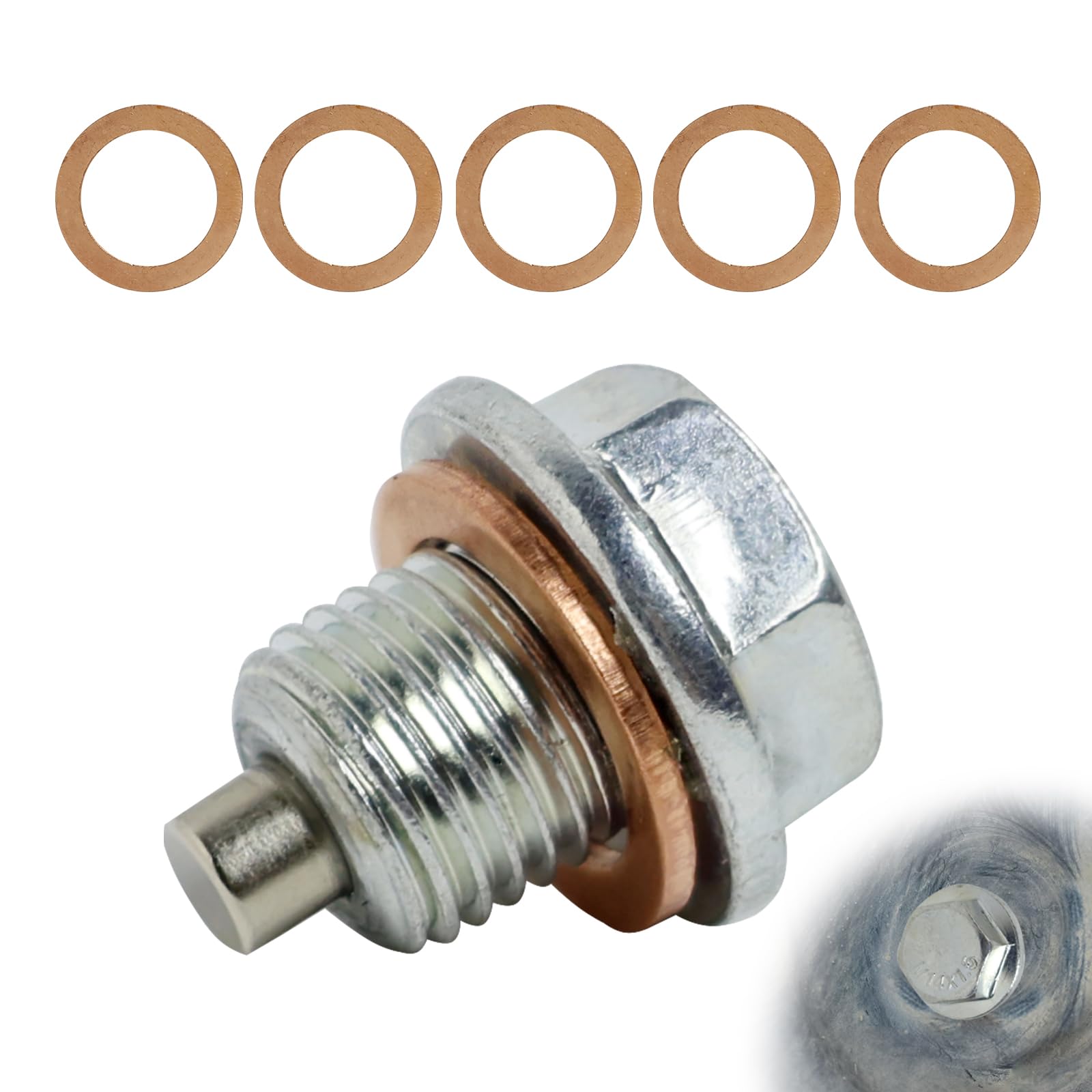 Magnetische Ölablassschraube M14x1,5 - Edelstahl Mit 5 Kupferdichtungen