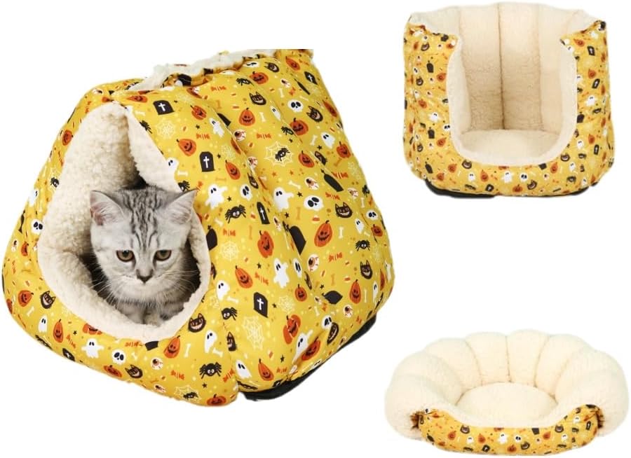 Cama Redonda para Mascota Pequeña Lavable con Diseño Halloween