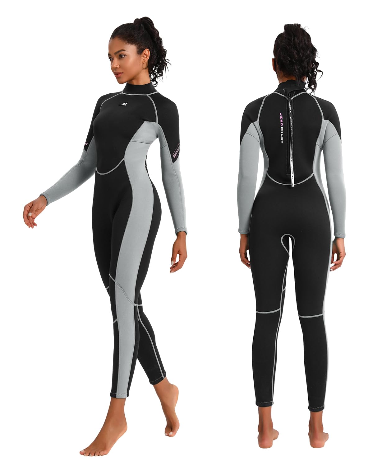 Womens Wetsuit, 3mm Back Zip Full Wetsuit for Diving Swimming