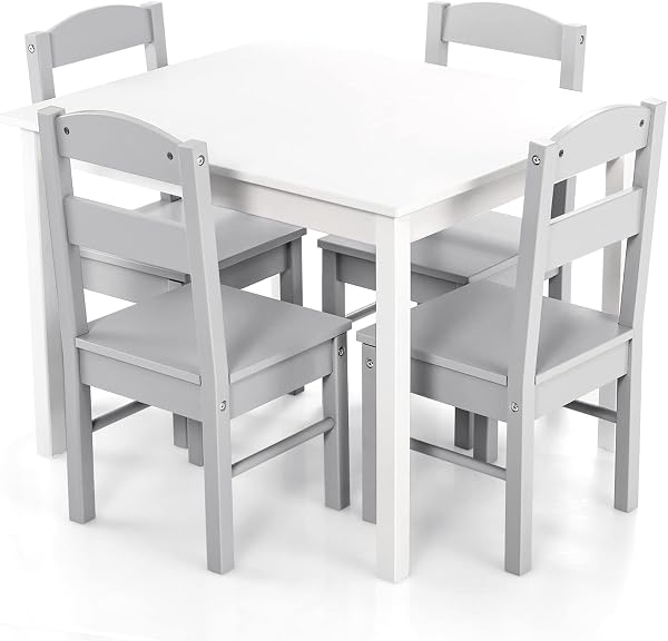 Costzon Kids Table And Chair Set Pine Wood