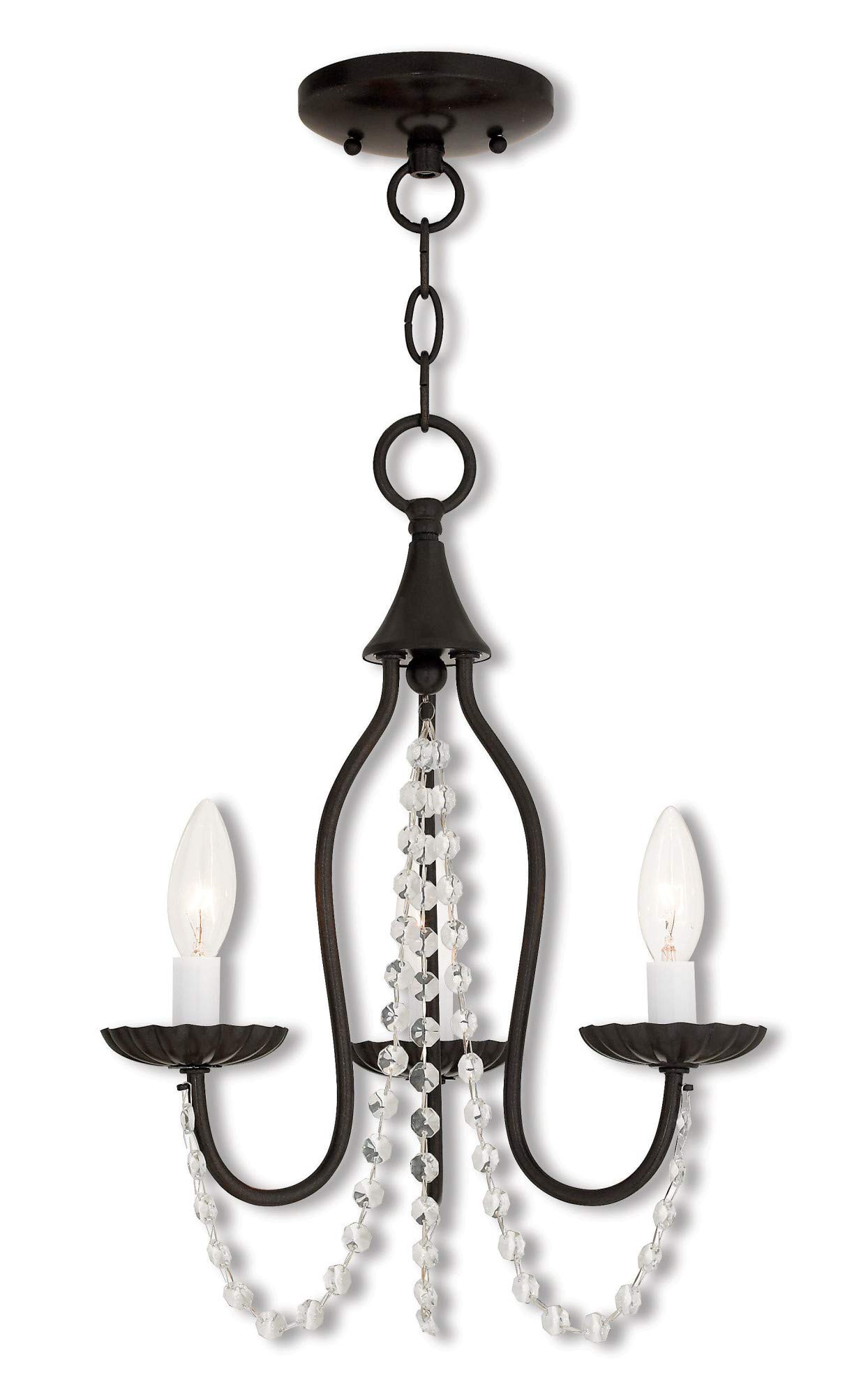 Livex Lighting - Mini lámpara de araña de bronce inglés de 3 luces, acero, 60 W