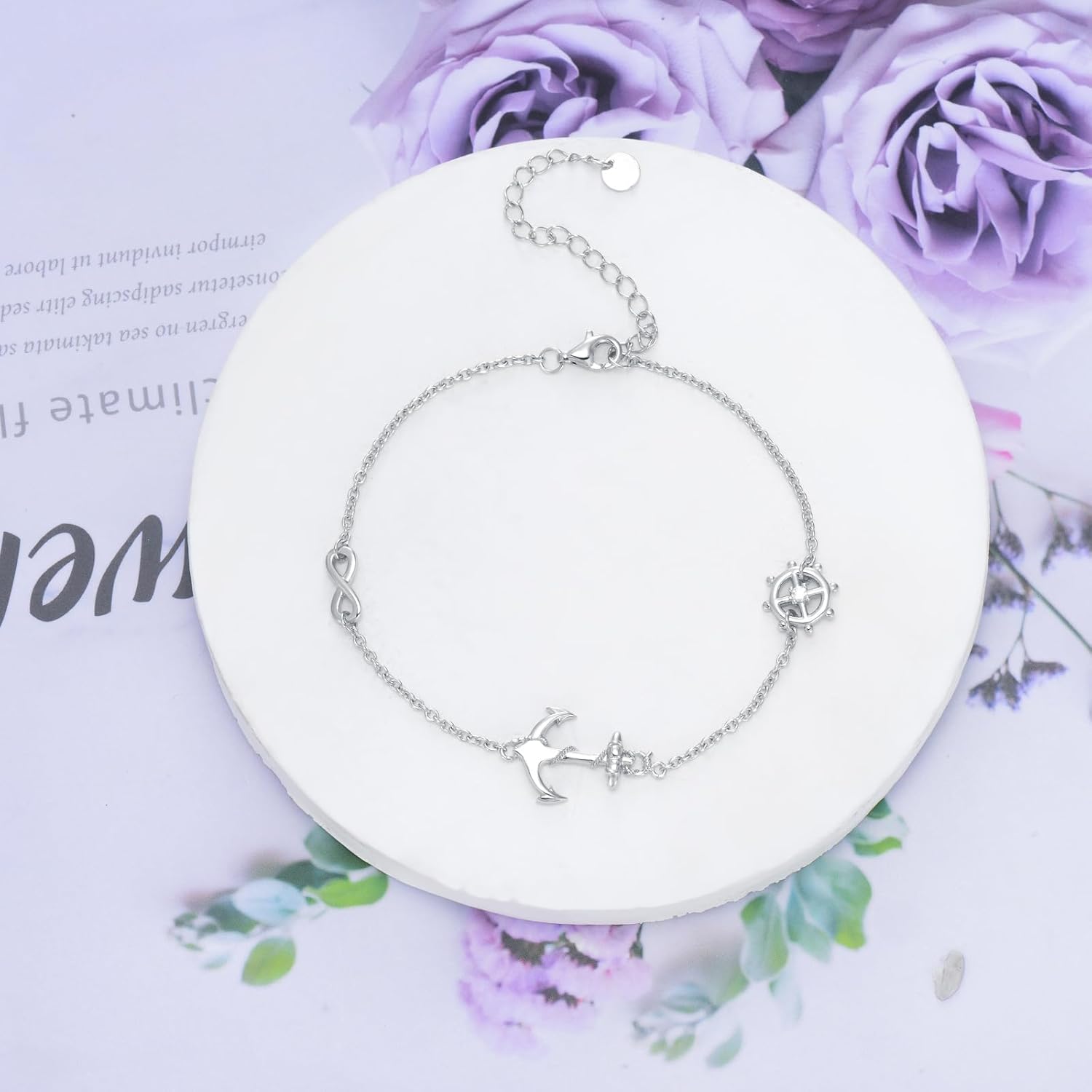 AOBOCO 925 Sterling Silver Horseshoe Anchor Bracelet Jewelry Mothers Day Birthday Christmas Gifts for Women