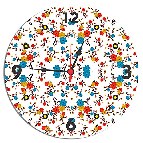 Buy Homesclues Attractive Flower Print Wall Clock(MDF) , Colourful