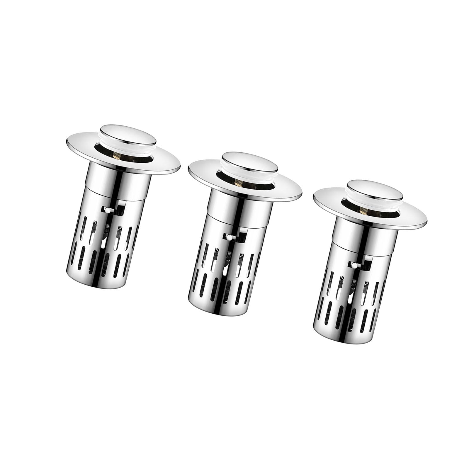 Bathroom Sink Popup Drain Stoppers with Hair Catcher Removable Steel Strainer Basket Press Type Sink Stoppers for House Hair Catcher Drain