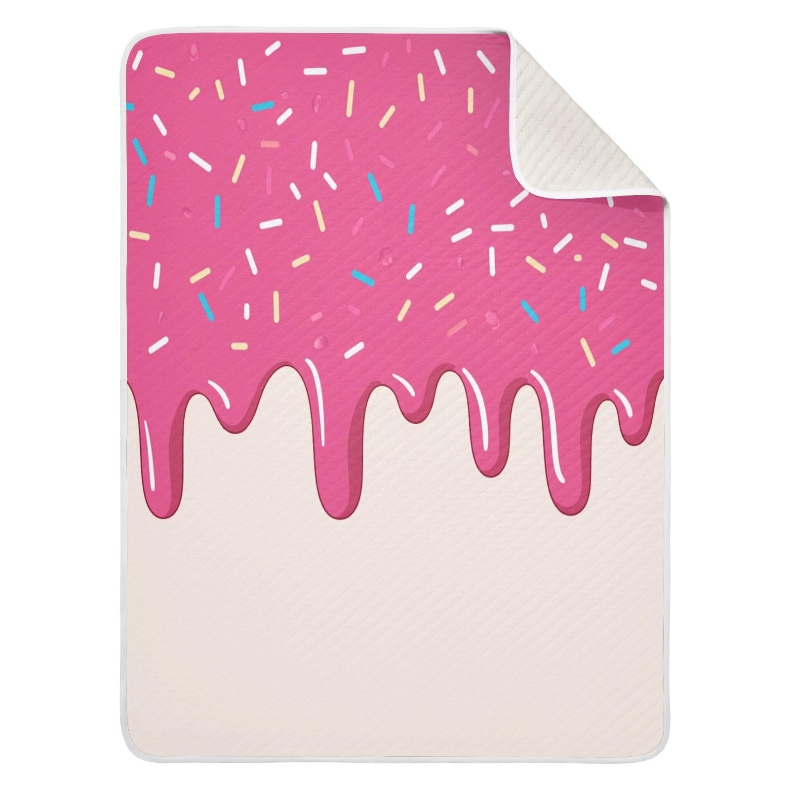 KICPOAY Pink Dots Ice Cream White Baby Swaddle Blanket for Boys and Girls, Muslin Baby Receiving Swaddle Blanket, Soft Cotton Nursery Swaddling Blankets for Newborn Toddler Infant