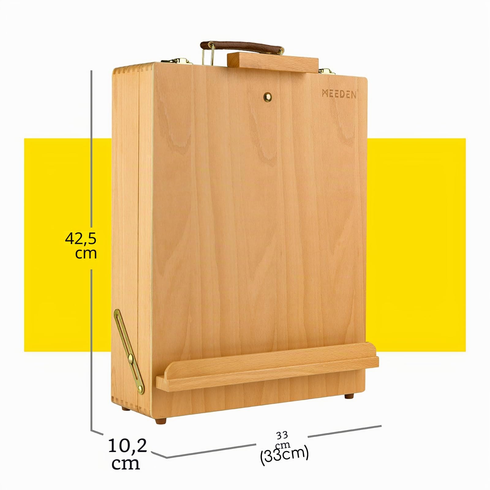 MEEDEN Große Studio Skizzenkasten Staffelei, Verstellbare Tischstaffelei aus massivem Buchenholz, Kunstbedarf-Aufbewahrungskasten mit Fächern für Pastelle, Bleistifte, Pinsel, Max. Leinwand 71cm