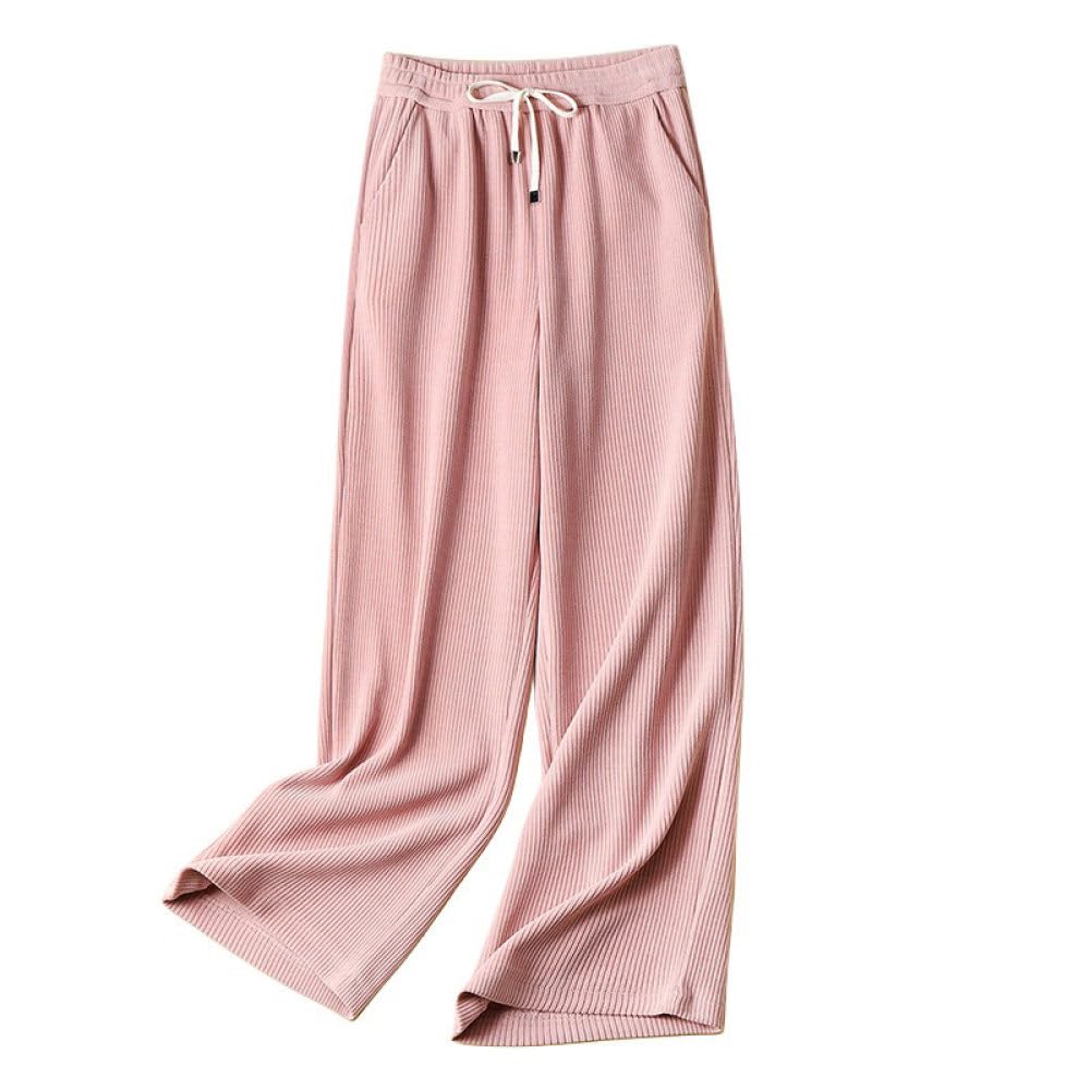 Damen Cordhose Mit Geradem Bein Hohe Taille Kordelzug Palazzo Hose Freizeithose Herbst Winter Baggy Hose Mit Weitem Bein Lounge Hose Hose Mit Taschen Rosa L