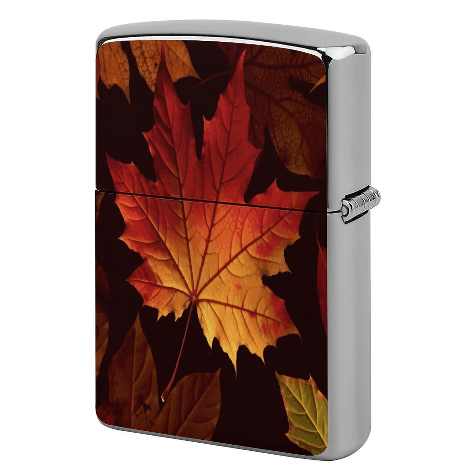 Fodpand Style Fall Autumn Leaves Metal Lighter Case Cover Lighter Sleeve