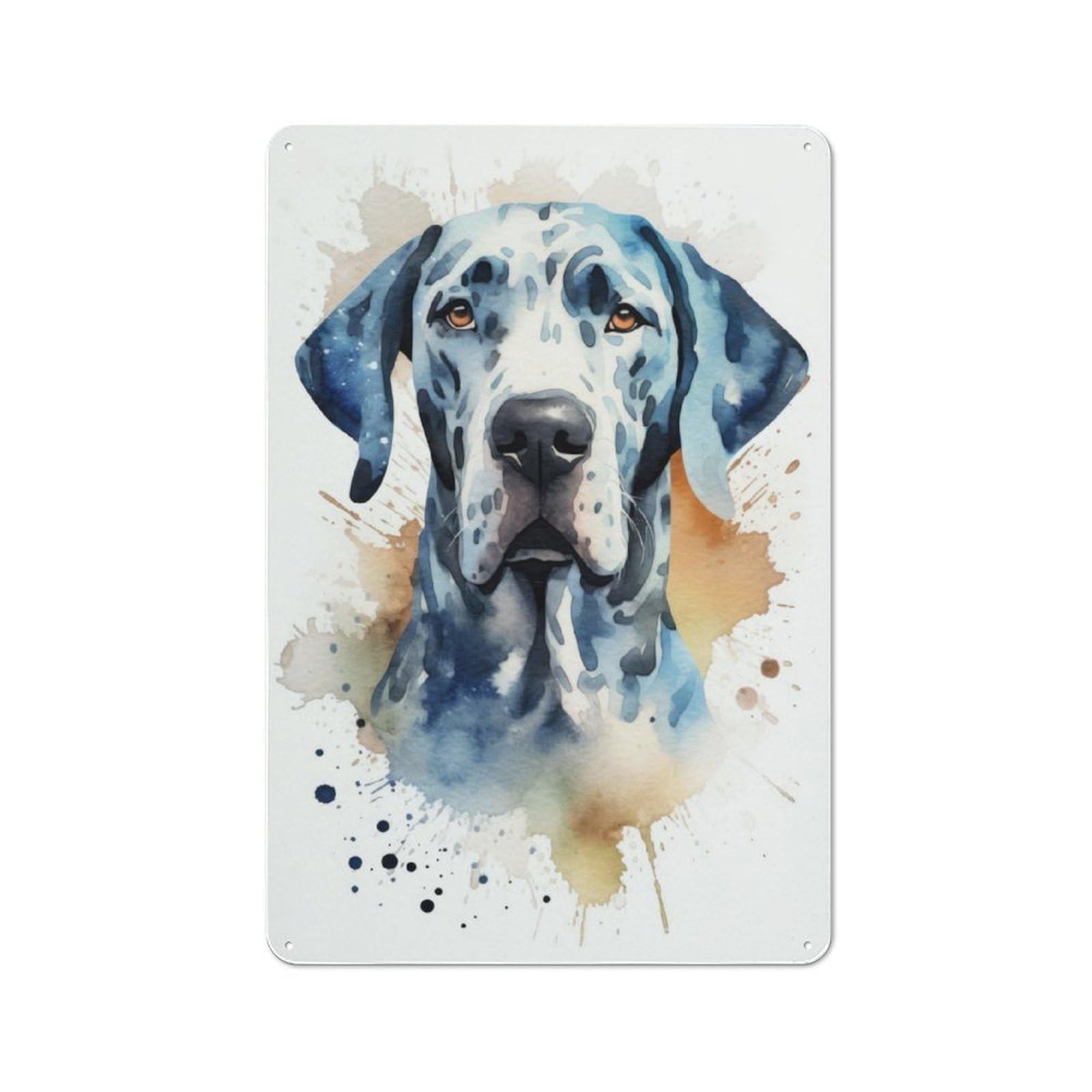 Junmoney Great Dane Watercolor Workshop Style Tin Sign 30X20cm, Garage Wall Decor For Tool Room, Garage, Studio Or Home Bar