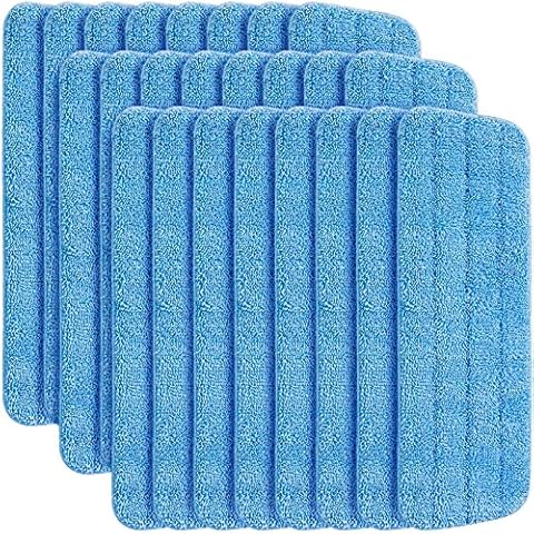 24 Pack Microfiber Cleaning Pad Machine Washable Flat Mop Head Replacement Reusable Household Replacement Mop Pads for Hardwood and Hard Surface Floor Cleaning and Scrubbing Fit Most Wet or Dry Mops Cover