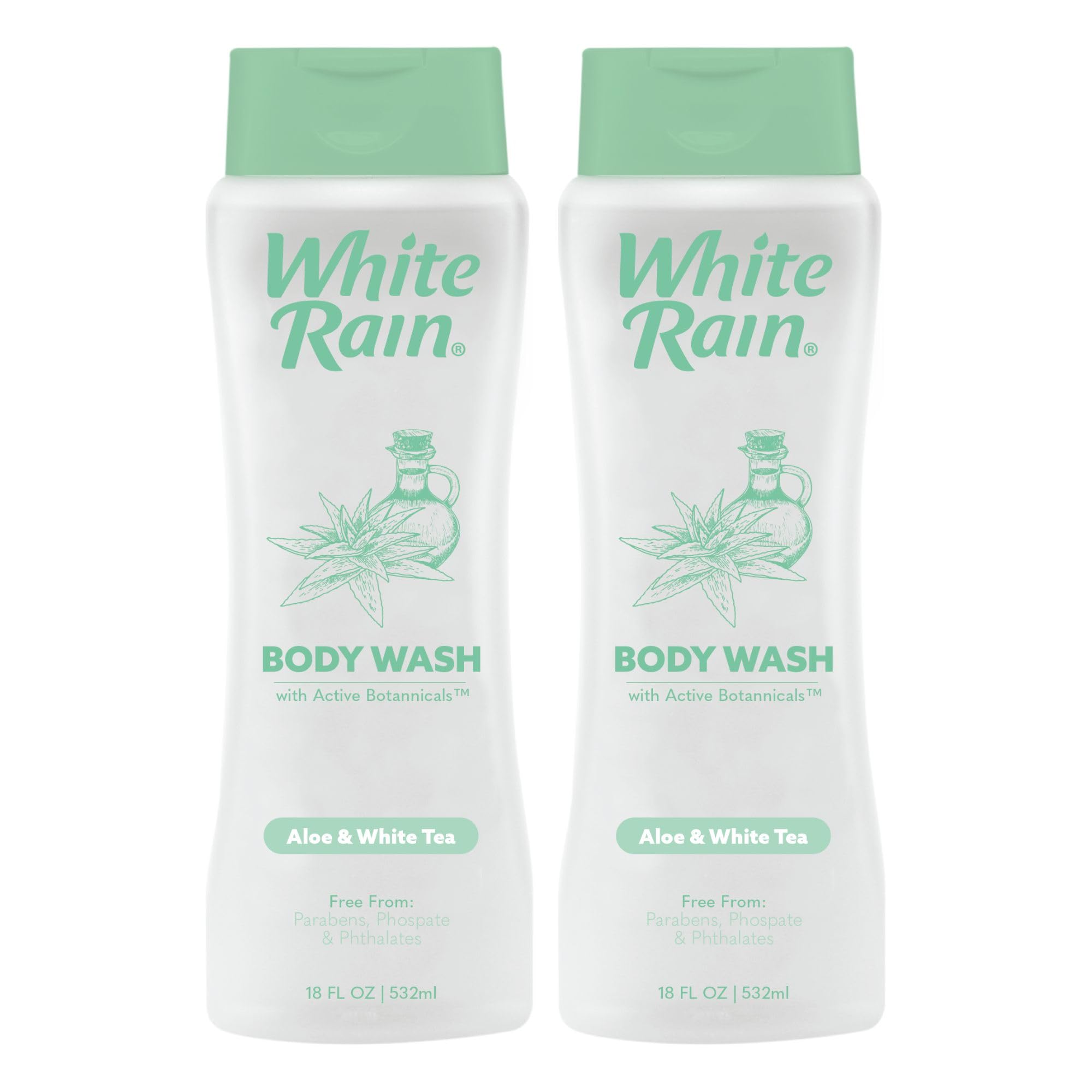 White Rain Aloe White Tea Moisturizing Body Wash for Women Men - Gentle Body Cleanser with Botanical-Inspired Fragrance