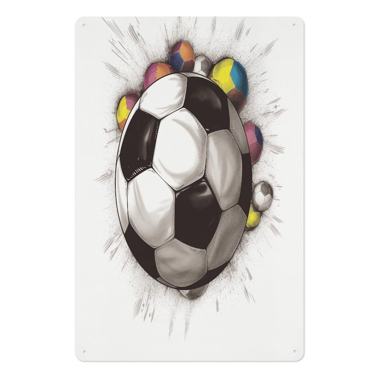 Adfgyerh Style Soccer Drawing Tin Sign Hanging Art Prints,Wall Decor For Gifting And Party Decoration 7.9X11.8 Inch,Wall Art For Home Garden Greenhouse Living Room Bedroom Yard