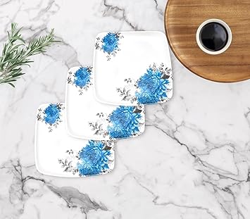 Melamine Dinner | Lunch Plate | Classic Design | Square | Serving Plate | Glossy Finish | Full Size (11 inch) Dinner Plate - Pack of 3