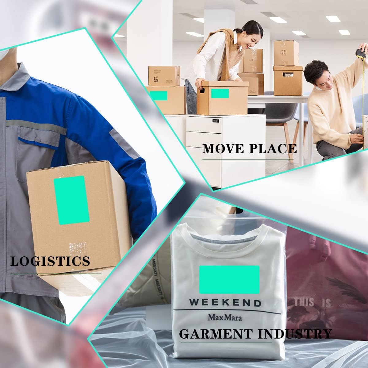 PARLAIM 3 X 5 Inch Rectangle Adhesive Color Coding Stickers,Square Aqua Inventory Stickers -250 Per Dispenser Box - Image 6