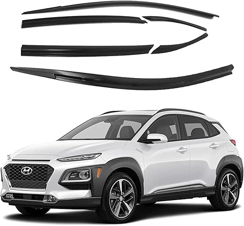 AUTOCLOVER - Juego de 6 protectores de lluvia con cinta adhesiva para Hyundai Kona 2018 2019 2020 2021 2022 2023  deflectores de ventana, persianas